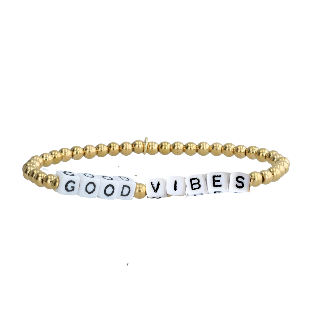 Good Vibes Gold Beaded Bracelet